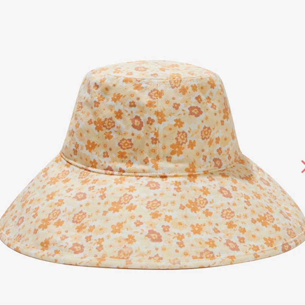 Lack Of Color Floral Bucket Hat in Orange and Cream